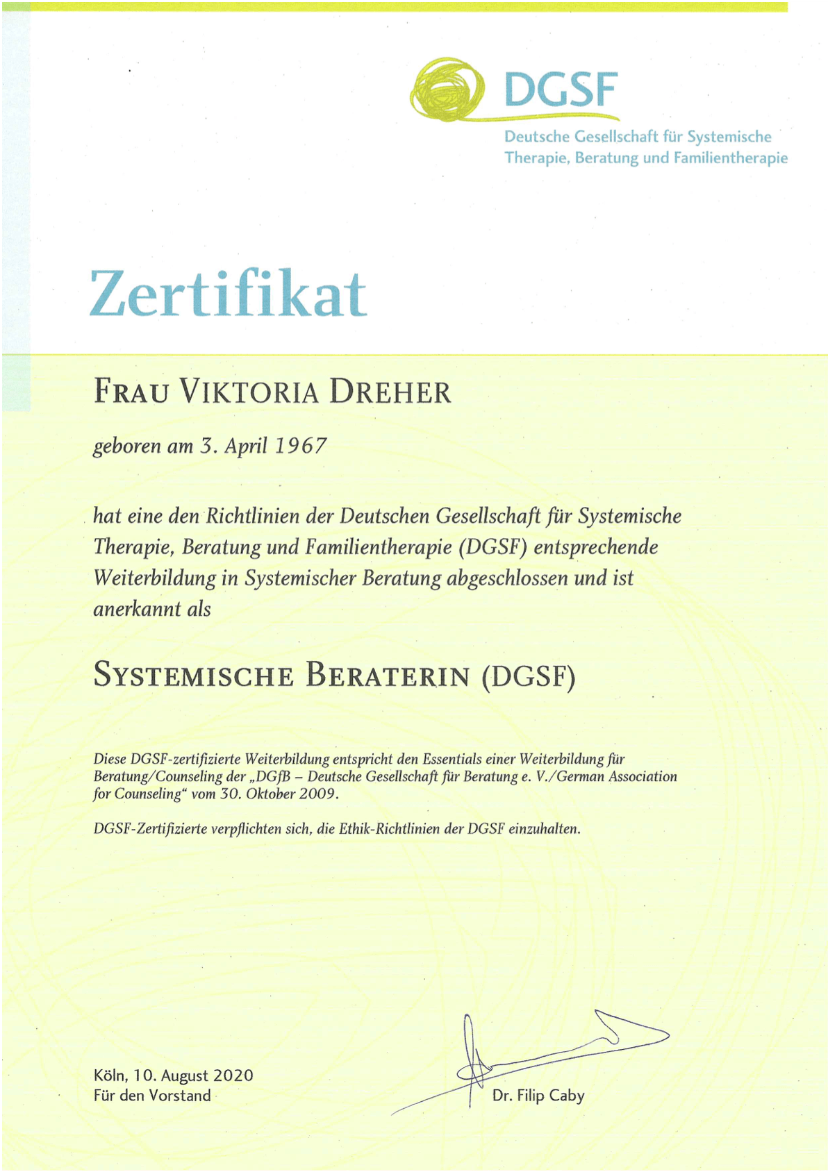 Viktoria Dreher - Systemische Beraterin DGSF